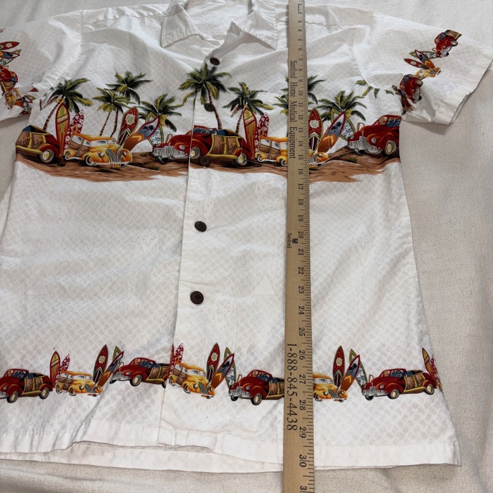 Palmwave Hawaiian Shirt Mens Size L Cotton Surf‎ Boards Palm Trees Quirky - Picture 7 of 10